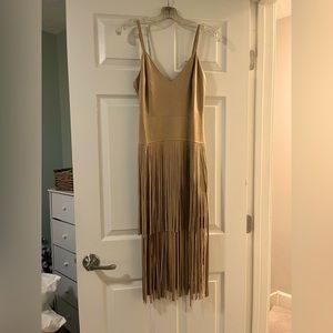 Hot & Delicious Tan Suede Fringe Dress
